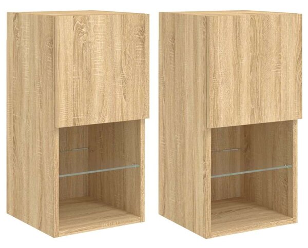 VidaXL 2 db sonoma-tölgy színű TV-szekrény LED-lámpákkal 30,5x30x60 cm
