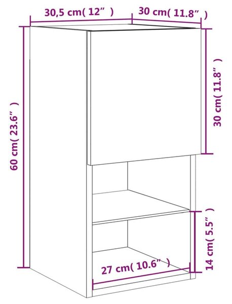 VidaXL 2 db sonoma-tölgy színű TV-szekrény LED-lámpákkal 30,5x30x60 cm