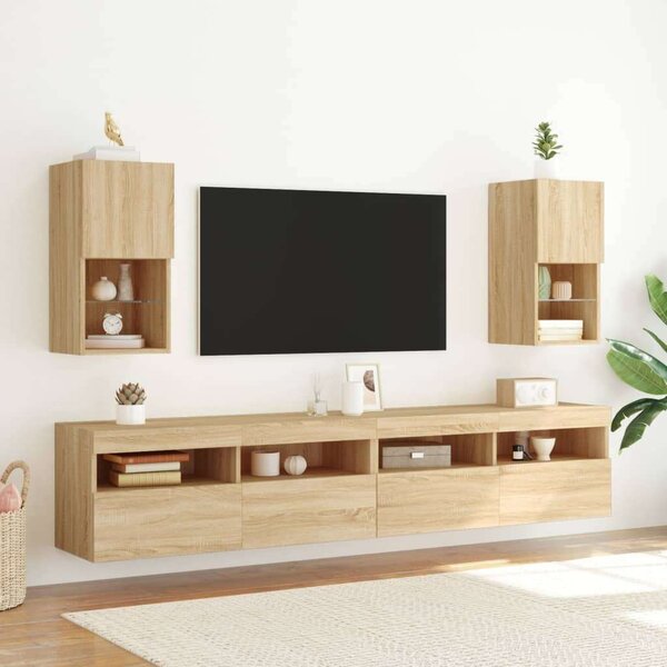 VidaXL 2 db sonoma-tölgy színű TV-szekrény LED-lámpákkal 30,5x30x60 cm