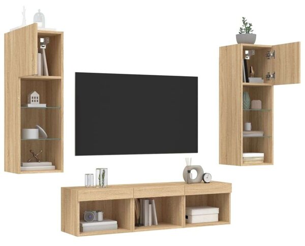 VidaXL Falra Szerelhető TV Szekrény Szett - Sonoma Tölgy - 5 db