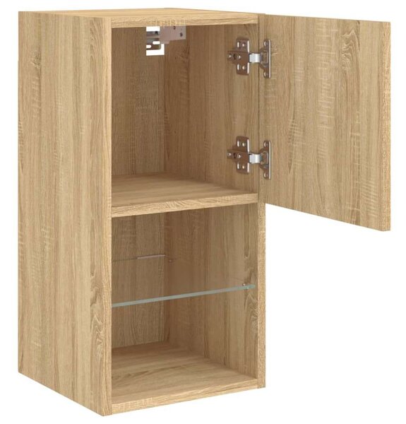 VidaXL 2 db sonoma-tölgy színű TV-szekrény LED-lámpákkal 30,5x30x60 cm