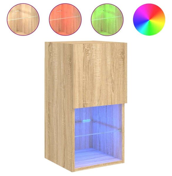 VidaXL 2 db sonoma-tölgy színű TV-szekrény LED-lámpákkal 30,5x30x60 cm