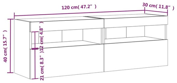 VidaXL Falra Szerelhető TV Szekrény - 120cm - Sonoma Tölgy