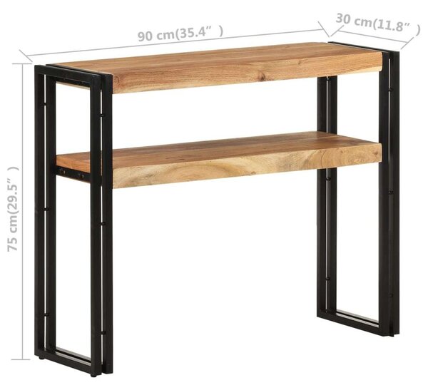 VidaXL Akácfa Tálalóasztal - 2 Polcos - 90x30x75 cm