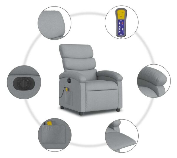 VidaXL Elektromos Masszázsfotel - Szövet - Világos Szürke