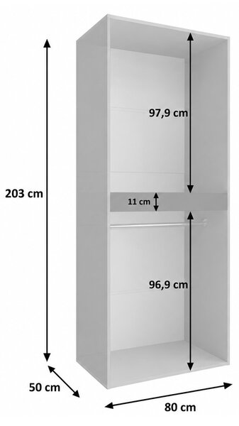 TEMPO szekrény 80x203x50 - fehér