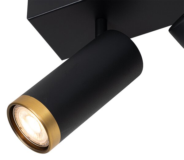 Modern mennyezeti reflektor fekete bronz színnel 4-lámpás állítható - Renna