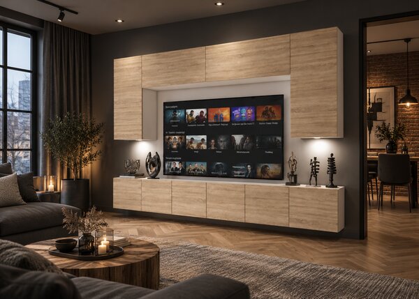 300 cm-es TV/RTV tölgy szekrénysor sonoma tölgy Gyártó IMP PRIMO 2/5/W/DS/0/0