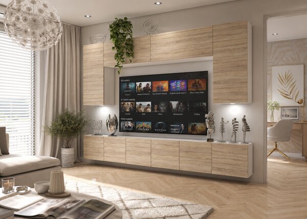300 cm-es TV/RTV tölgy szekrénysor sonoma tölgy Gyártó IMP PRIMO 2/5/W/DS/0/0