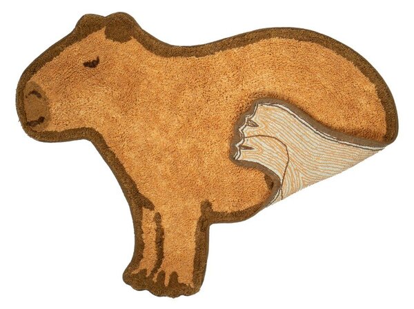 Barna pamut gyerek szőnyeg 52x68 cm Capybara – Sass & Belle