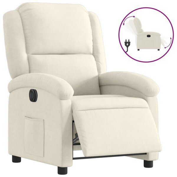 VidaXL Elektromos Relax Fotel - Krémszínű Bársony