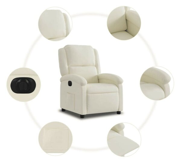 VidaXL Elektromos Relax Fotel - Krémszínű Bársony