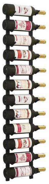 VidaXL fekete vas falra szerelhető bortartó állvány 12 palacknak