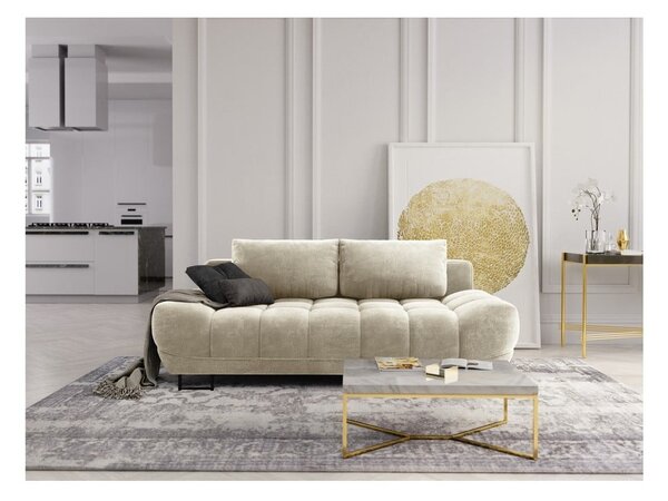 Cirrus bézs háromszemélyes kinyitható kanapé bársony kárpittal - Windsor & Co Sofas
