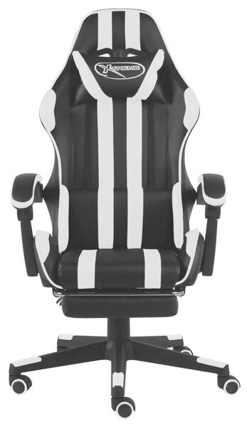 VidaXL fekete és fehér műbőr Gamer szék lábtartóval