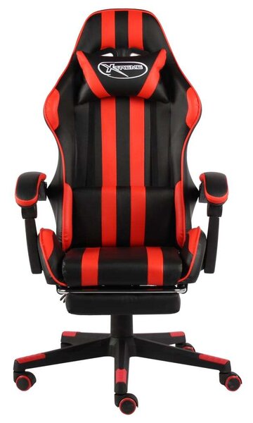 VidaXL fekete és piros műbőr Gamer szék lábtartóval