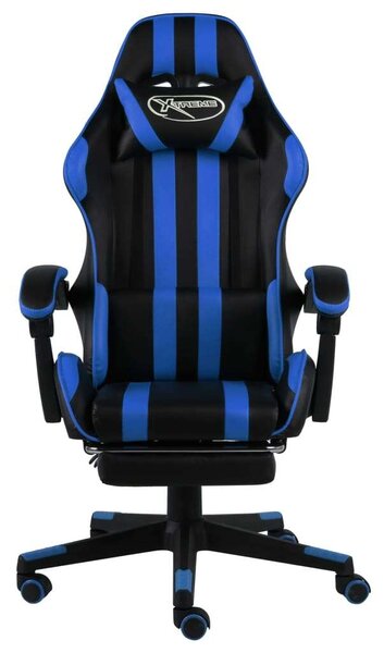 VidaXL fekete és kék műbőr Gamer szék lábtartóval