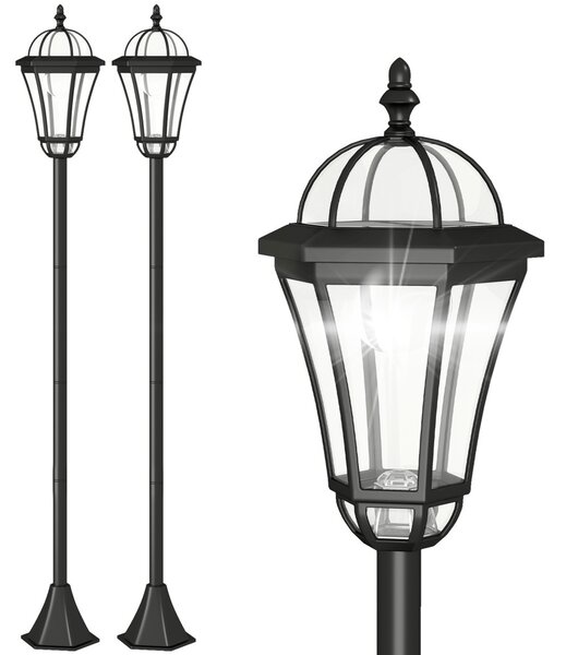 Outsunny Napelemes kerti lámpa, 2 db-os csomag, időjárásálló ösvénylámpa, LED-del, 6 óra világítás, fekete