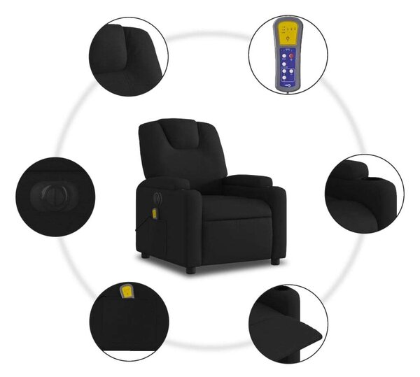 VidaXL fekete szövet elektromos dönthető masszázsfotel