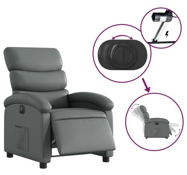 VidaXL Elektromos Relax Fotel - Szürke Műbőr