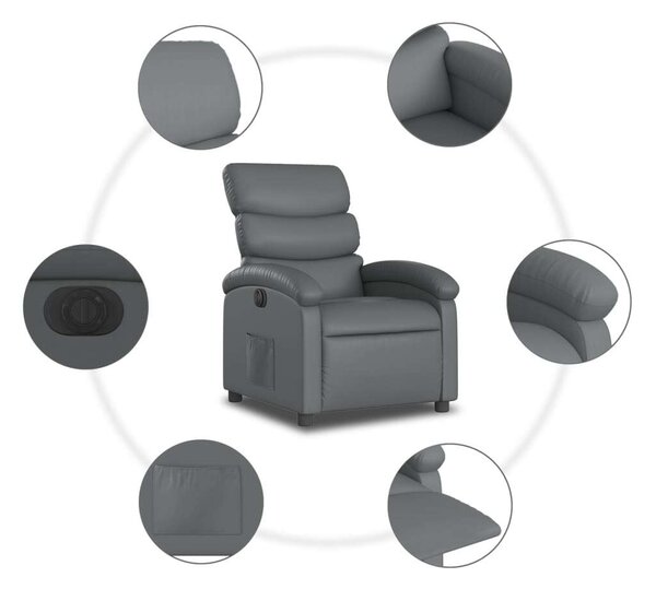 VidaXL Elektromos Relax Fotel - Szürke Műbőr