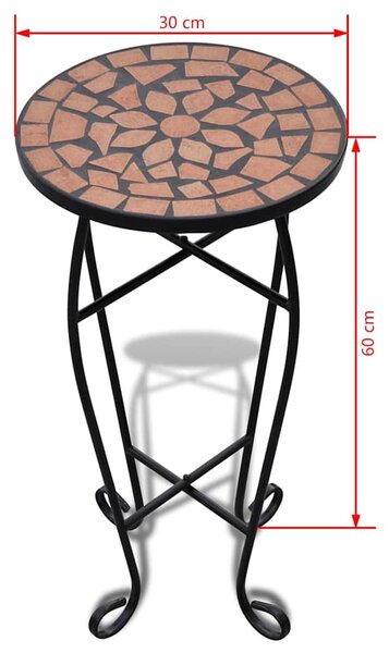 Terrakotta mozaik kisasztal növénytartó asztal