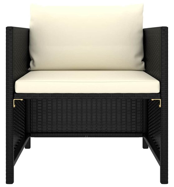 6 részes fekete polyrattan kerti ülőgarnitúra párnákkal