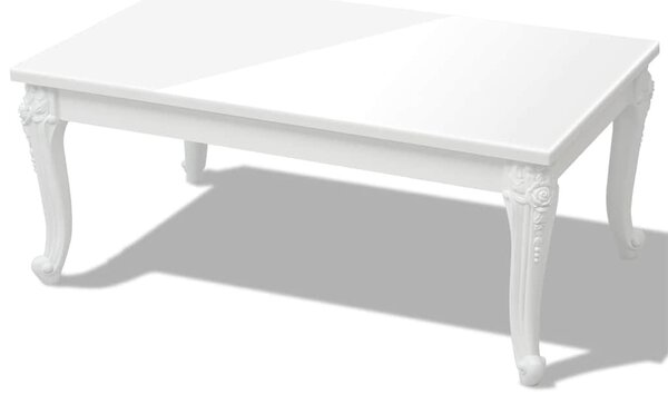 Fehér magasfényű 100x60x42 cm-es dohányzóasztal