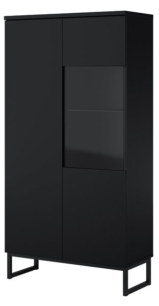 Könyvespolc Velsora 105, Zárt, Ajtókkal, Laminált forgácslap, 154x80x35cm, Fekete