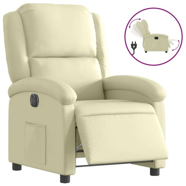 VidaXL Elektromos Relax Fotel - Valódi Bőr - Krémszín