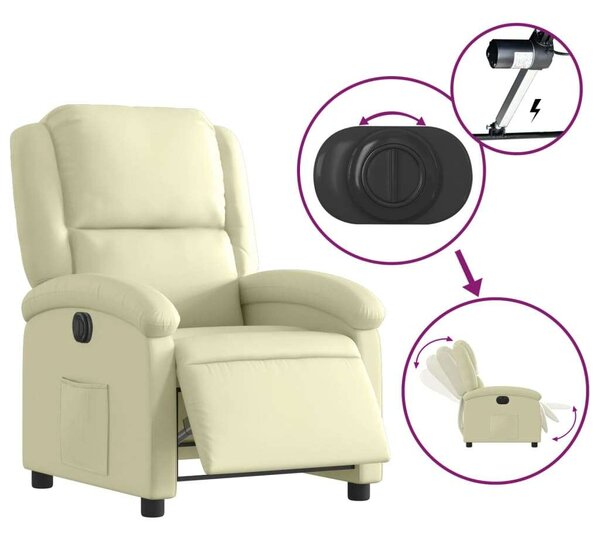 VidaXL Elektromos Relax Fotel - Valódi Bőr - Krémszín