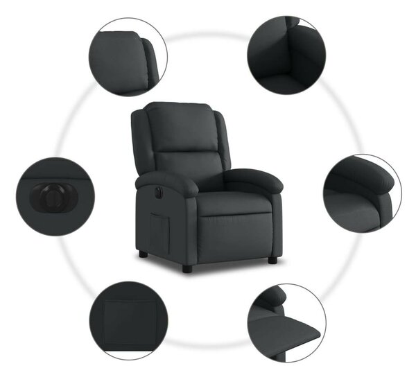 VidaXL Elektromos Relax Fotel - Fekete Valódi Bőr