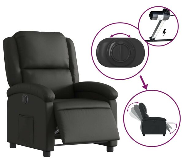 VidaXL Elektromos Relax Fotel - Fekete Valódi Bőr