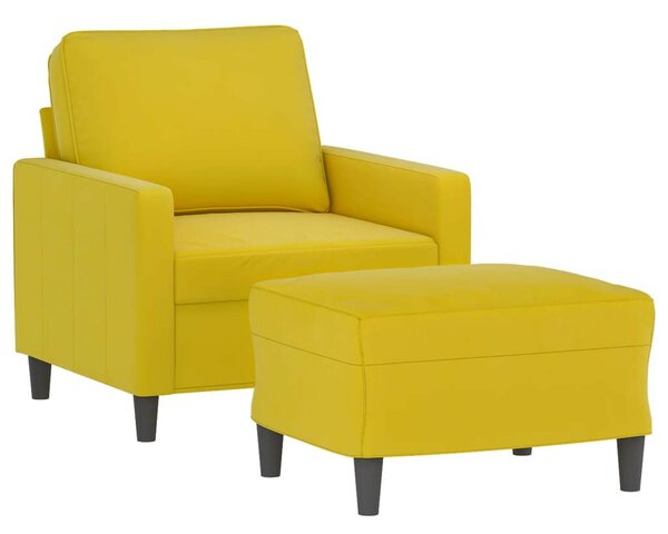 VidaXL sárga bársony kanapéfotel lábtartóval 60 cm