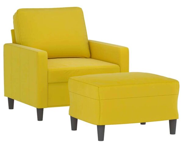 VidaXL sárga bársony kanapéfotel lábtartóval 60 cm