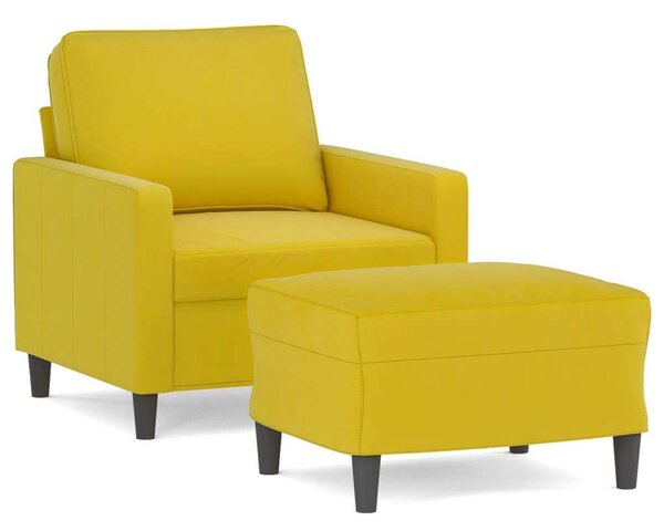 VidaXL sárga bársony kanapéfotel lábtartóval 60 cm