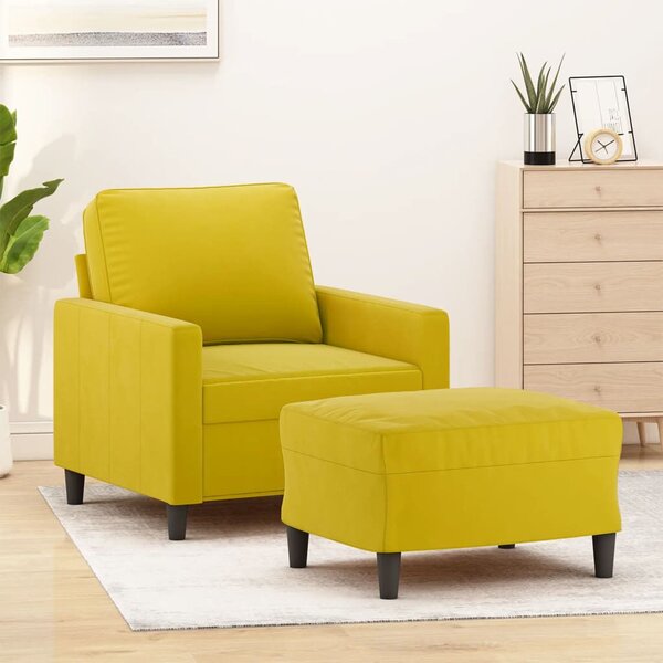 VidaXL sárga bársony kanapéfotel lábtartóval 60 cm