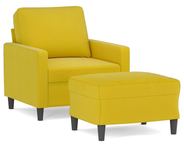 VidaXL sárga bársony kanapéfotel lábtartóval 60 cm