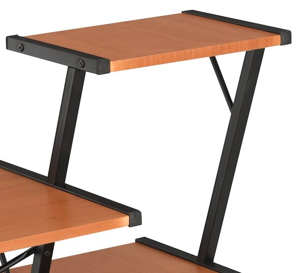 Fekete és barna íróasztal polccal 116 x 50 x 93 cm