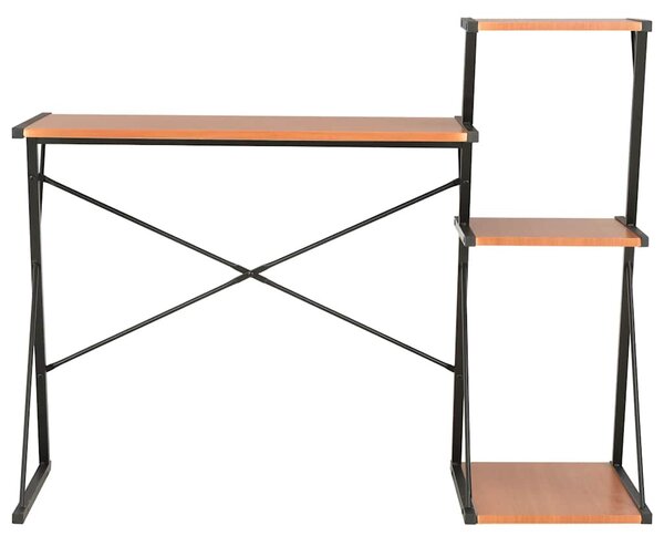 Fekete és barna íróasztal polccal 116 x 50 x 93 cm