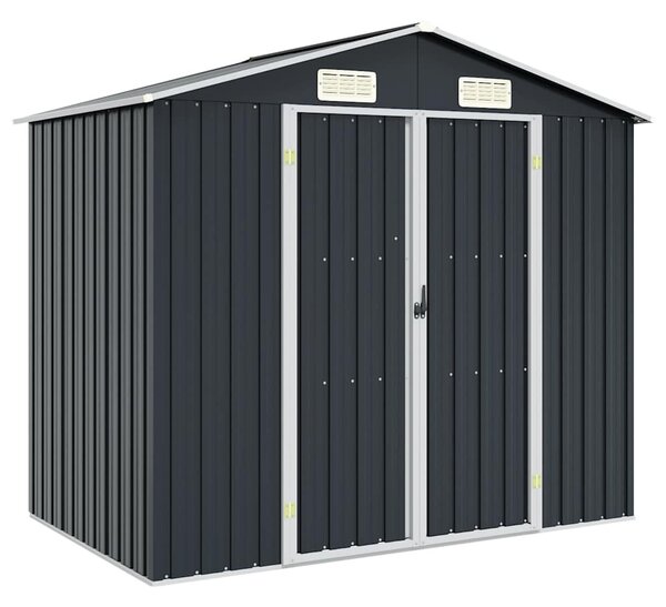 Antracitszürke horganyzott acél kerti fészer 205 x 129 x 183 cm