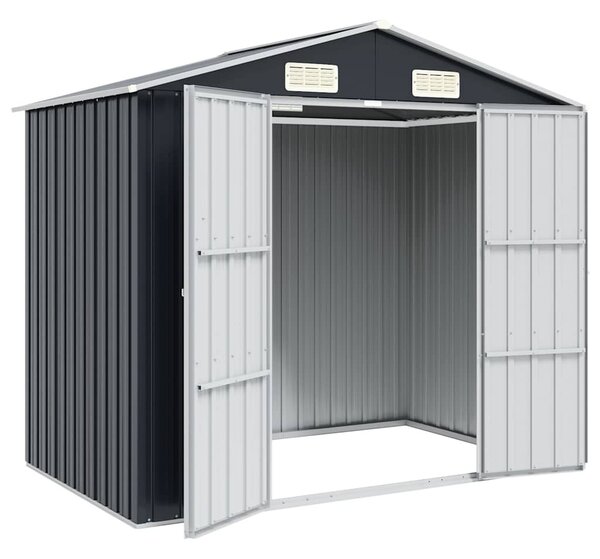 Antracitszürke horganyzott acél kerti fészer 205 x 129 x 183 cm