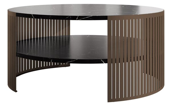 Dohányzóasztal Civer IX, Laminált forgácslap, Fém, 40cm, Fekete márvány, Barna