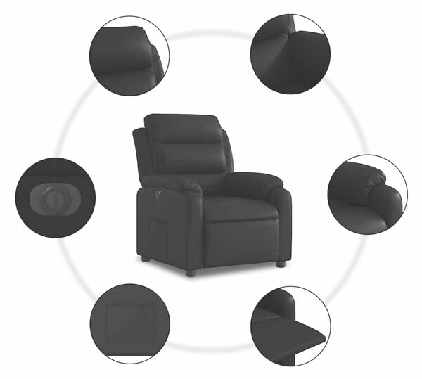 VidaXL Elektromos Relax Fotel - Fekete Műbőr