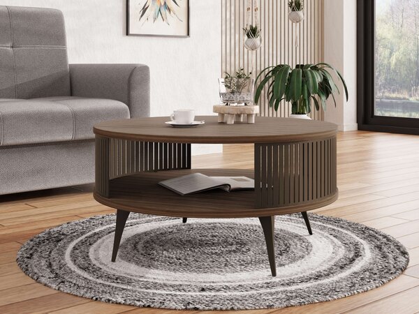 Dohányzóasztal Sordore 129, Laminált forgácslap, Fém, 44cm, Dió, Barna