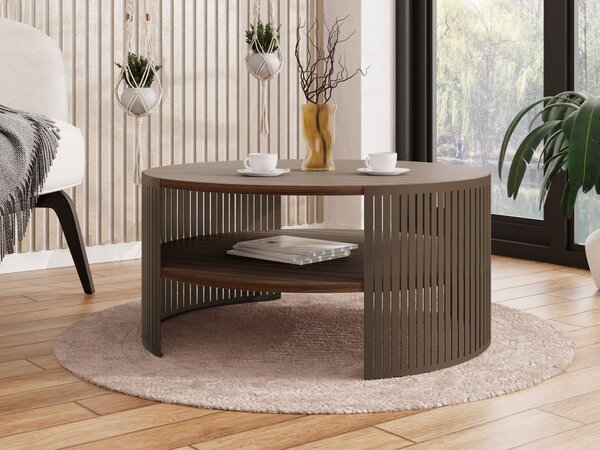 Dohányzóasztal Civer IX, Laminált forgácslap, Fém, 40cm, Dió, Barna