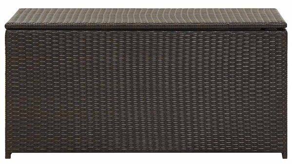 Barna polyrattan kerti tárolóláda 100 x 50 x 50 cm