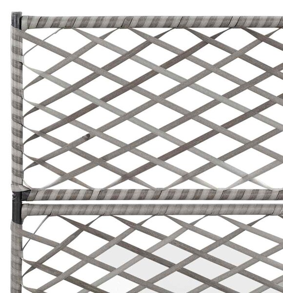 Szürke rácsos polyrattan magaságyás 3 kaspóval 83 x 30 x 130 cm