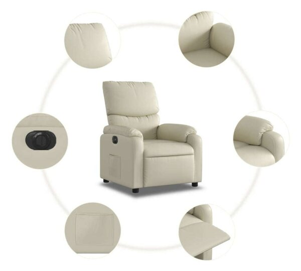 VidaXL Elektromos Relax Fotel - Krémszínű