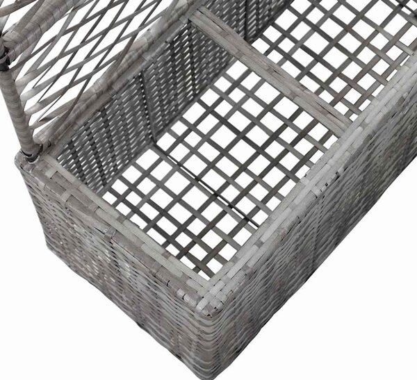 Szürke rácsos polyrattan magaságyás 3 kaspóval 83 x 30 x 130 cm